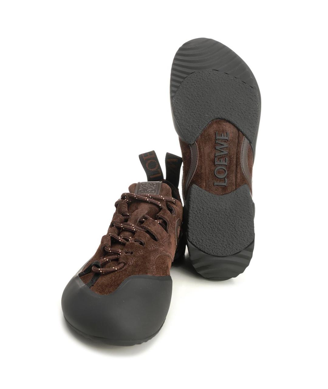 LOEWE Коричневые замшевые кроссовки, фото 5