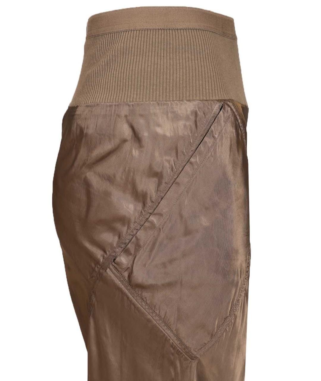 RICK OWENS Коричневые вискозные брюки узкие, фото 5