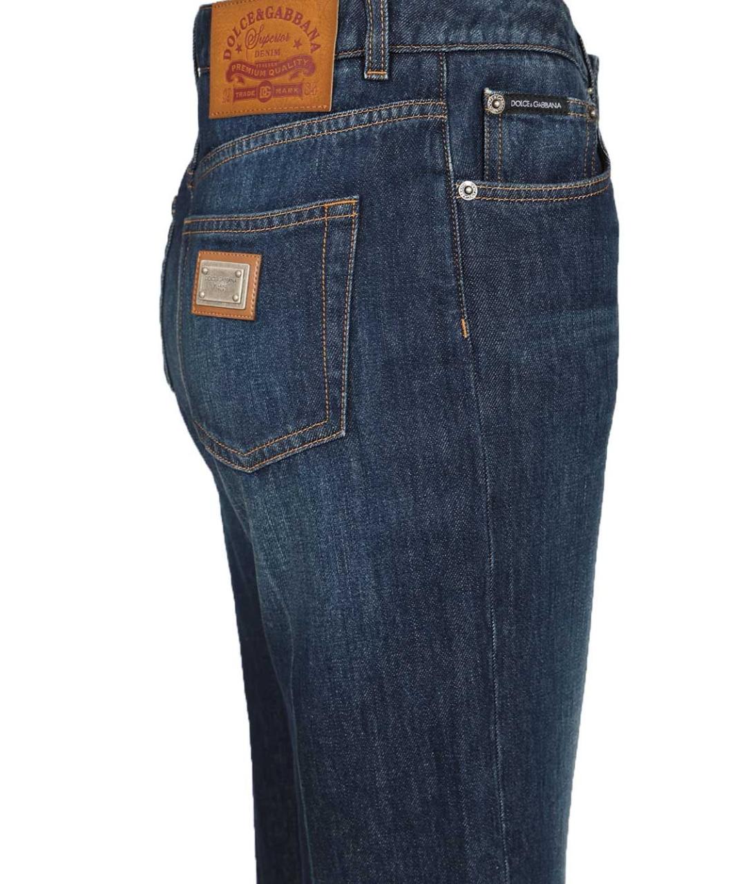 DOLCE&GABBANA Темно-синие хлопковые прямые джинсы, фото 3