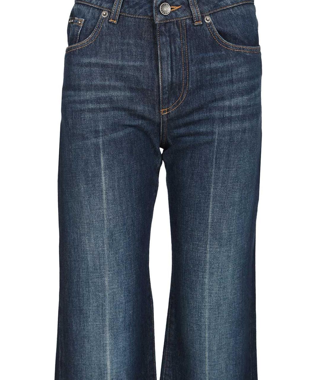 DOLCE&GABBANA Темно-синие хлопковые прямые джинсы, фото 4