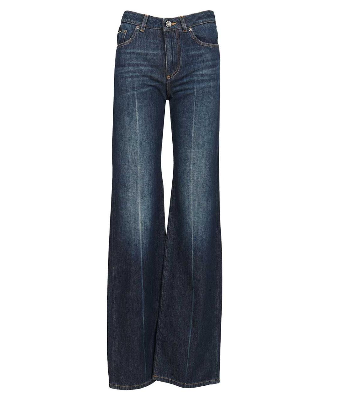 DOLCE&GABBANA Темно-синие хлопковые прямые джинсы, фото 1