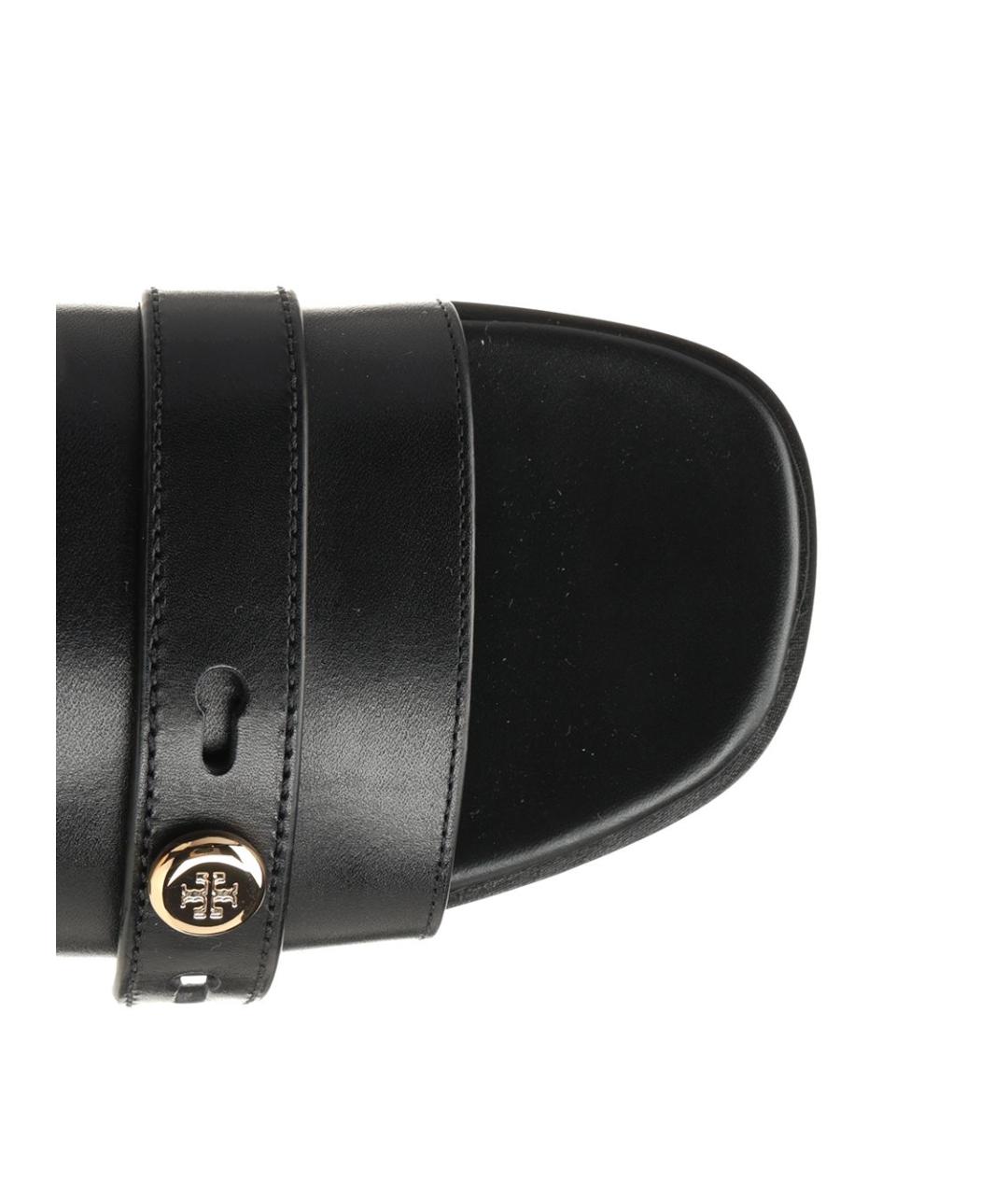 TORY BURCH Черные кожаные шлепанцы, фото 4