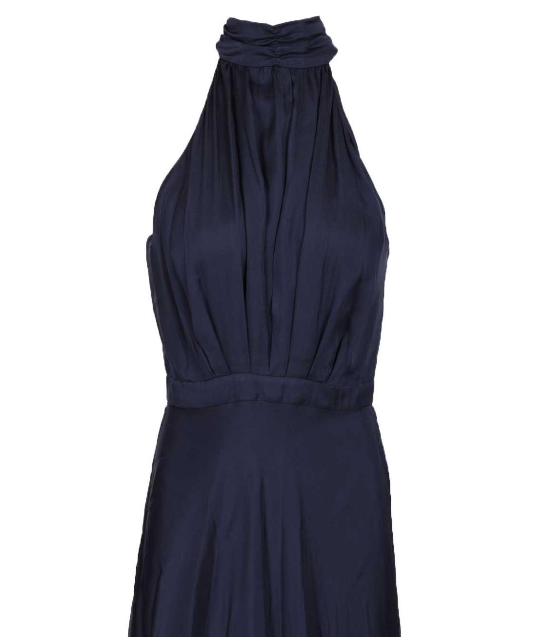 RAQUEL DINIZ Синее шелковое вечернее платье, фото 4