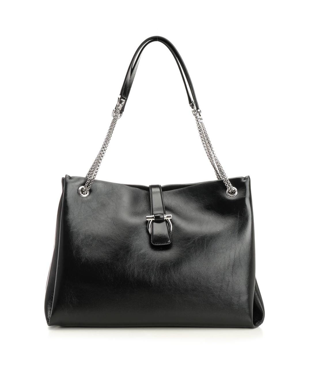 FERRAGAMO Черная кожаная сумка тоут, фото 1