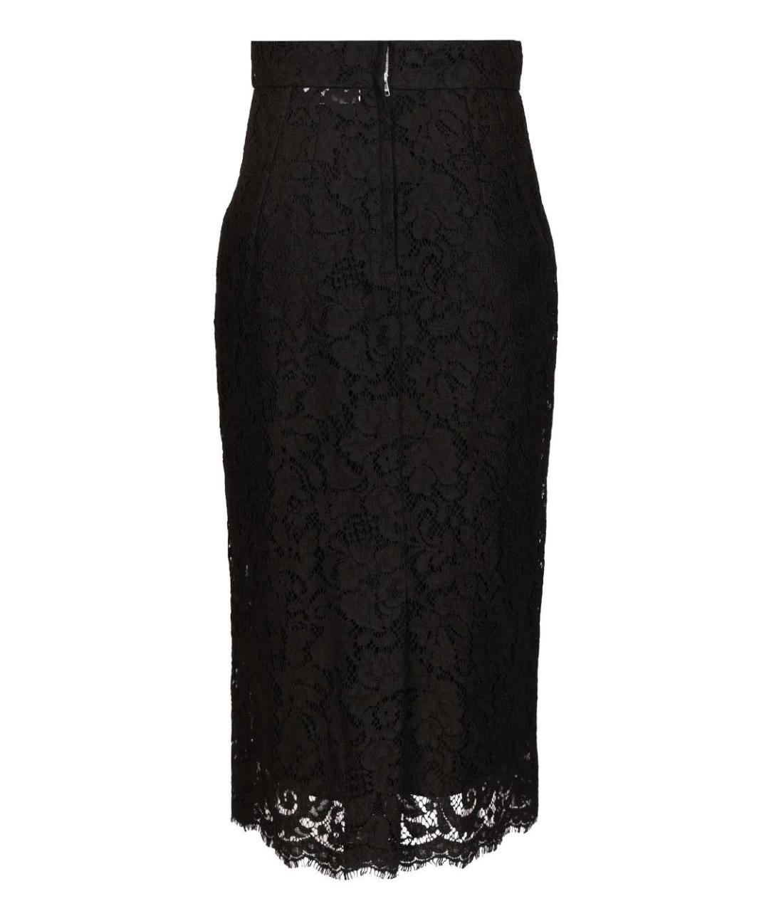 DOLCE&GABBANA Черная хлопковая юбка миди, фото 2
