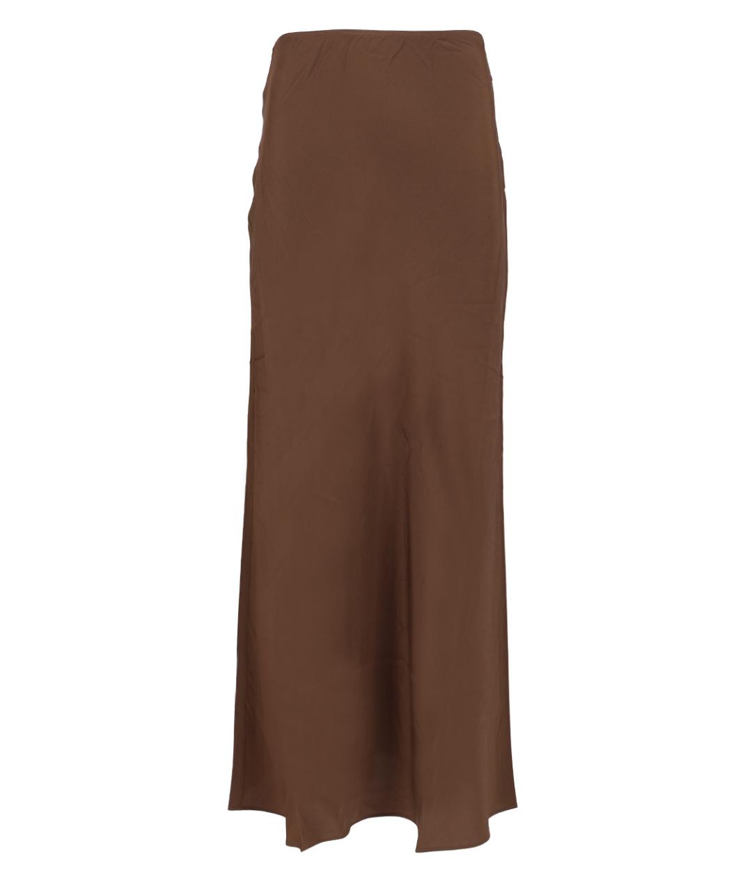 MATTEAU Коричневая шелковая юбка миди, фото 1