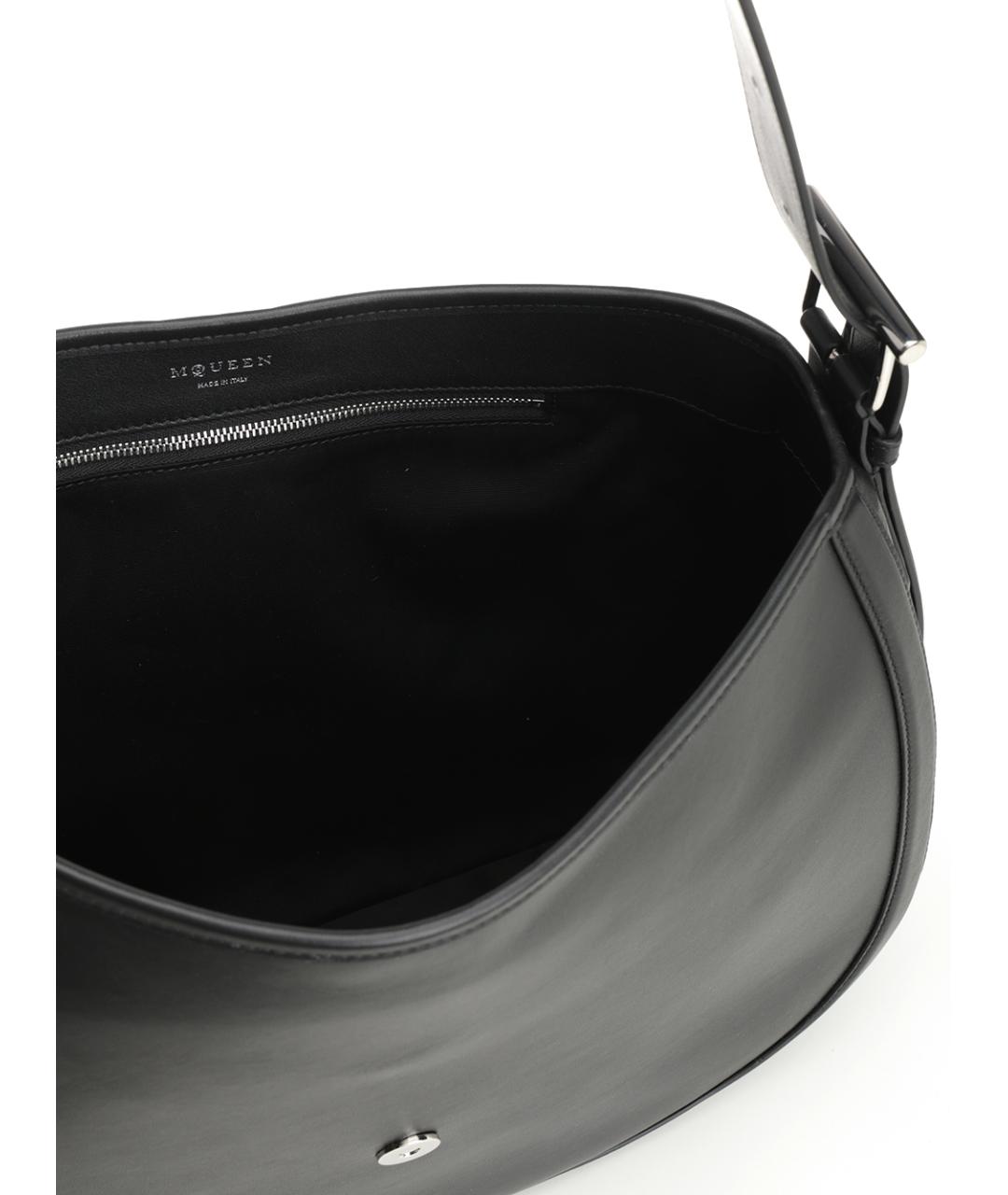 ALEXANDER MCQUEEN Черная кожаная сумка через плечо, фото 4