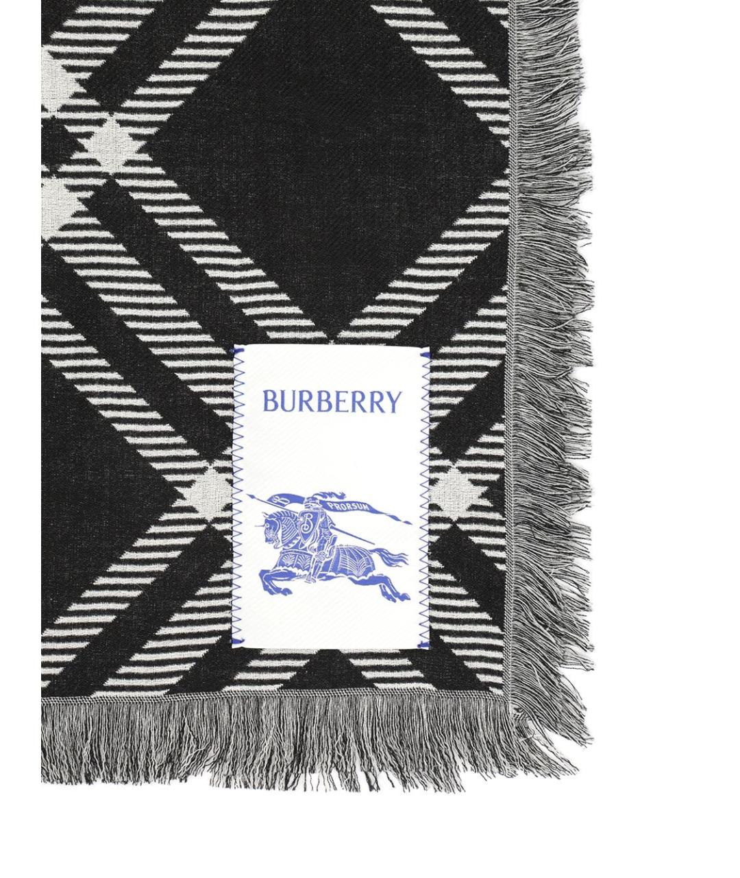 BURBERRY Черный шерстяной шарф, фото 2