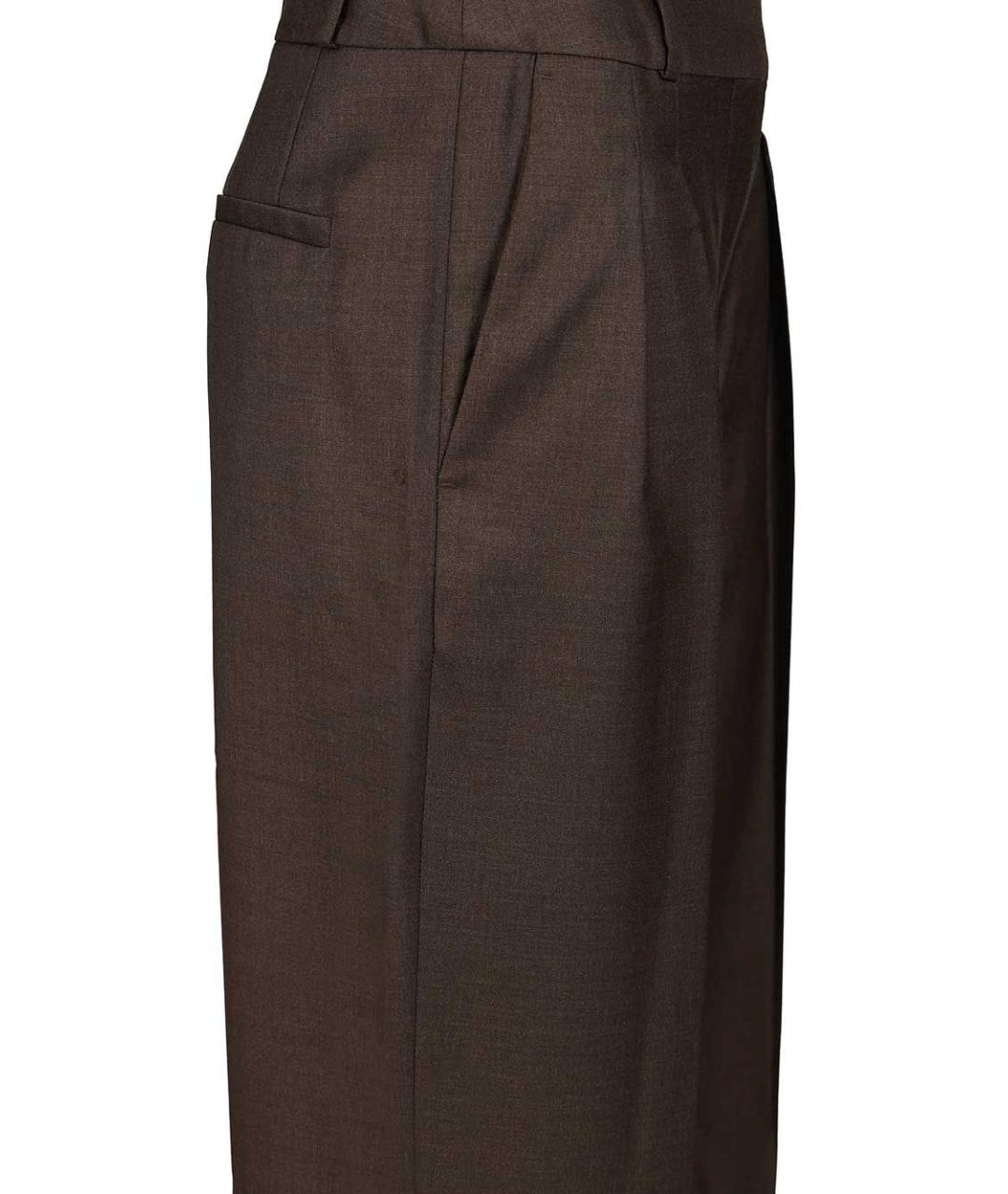 LOULOU STUDIO Коричневые шерстяные прямые брюки, фото 4