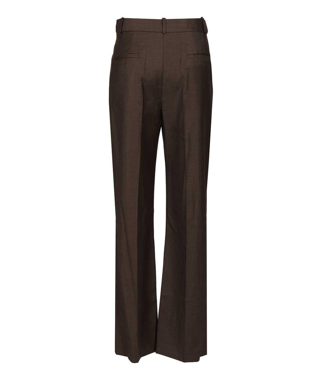 LOULOU STUDIO Коричневые шерстяные прямые брюки, фото 2