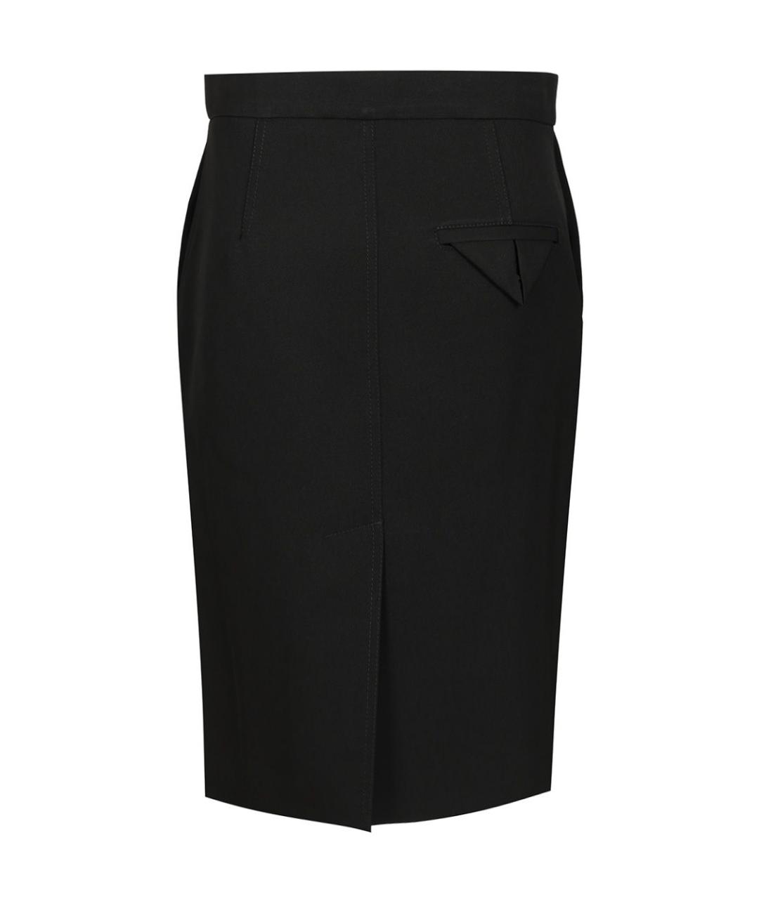 BOTTEGA VENETA Черная шерстяная юбка миди, фото 2