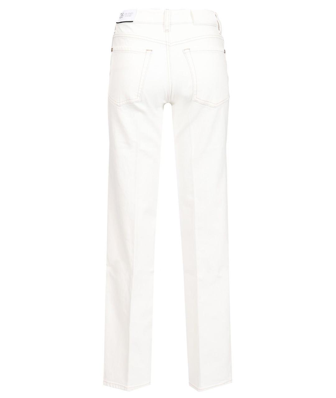 7 FOR ALL MANKIND Белые хлопковые прямые джинсы, фото 2
