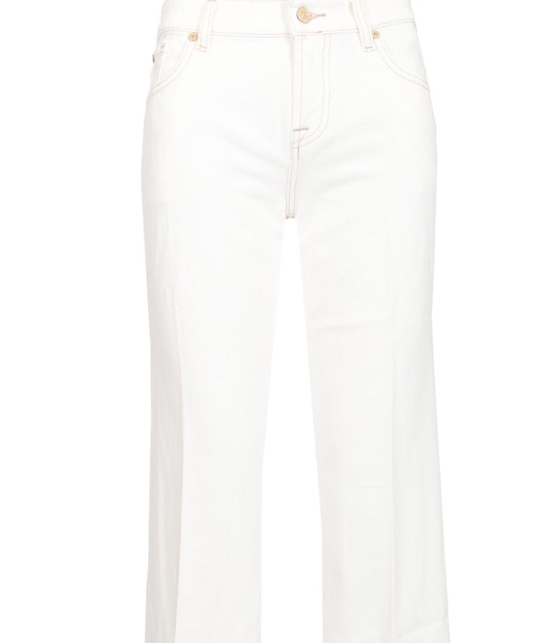 7 FOR ALL MANKIND Белые хлопковые прямые джинсы, фото 3