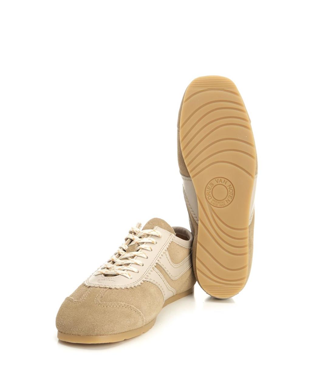 DRIES VAN NOTEN Бежевые замшевые кроссовки, фото 5