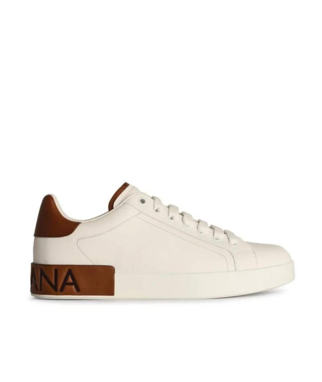 DOLCE&GABBANA Белые кожаные кеды, фото 2