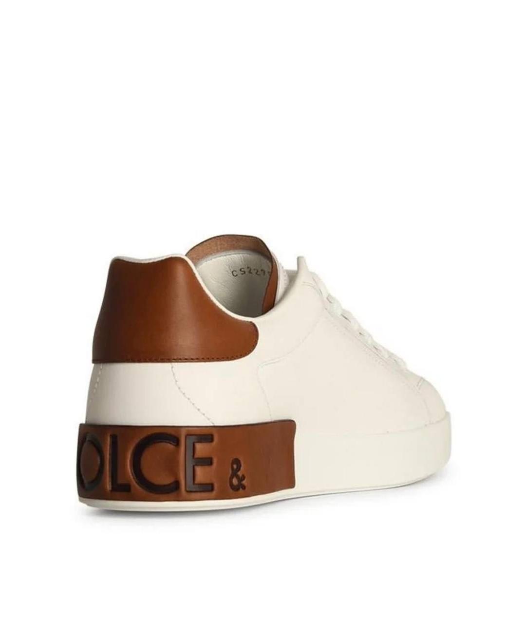 DOLCE&GABBANA Белые кожаные кеды, фото 4