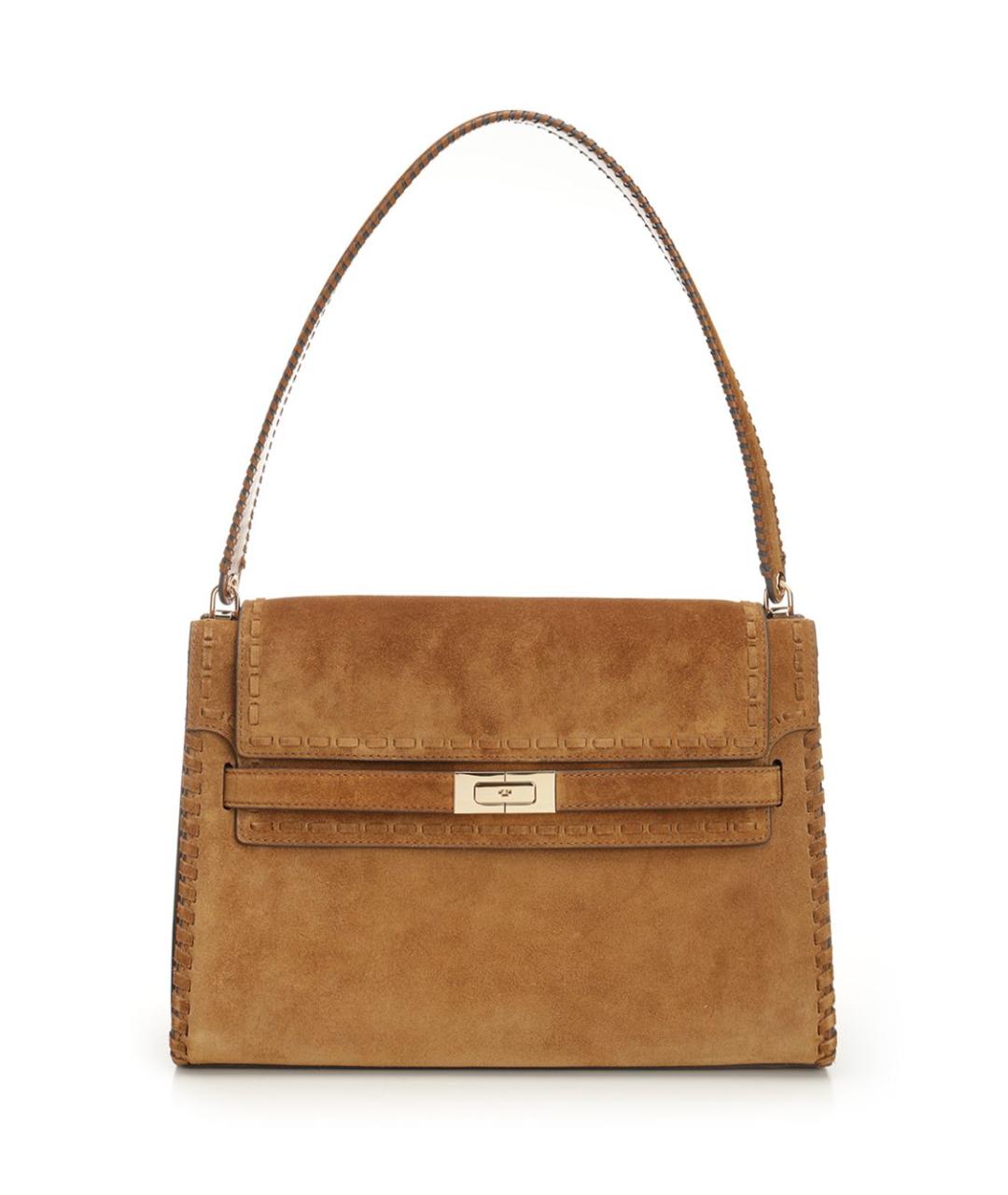 TORY BURCH Коричневая замшевая сумка через плечо, фото 1