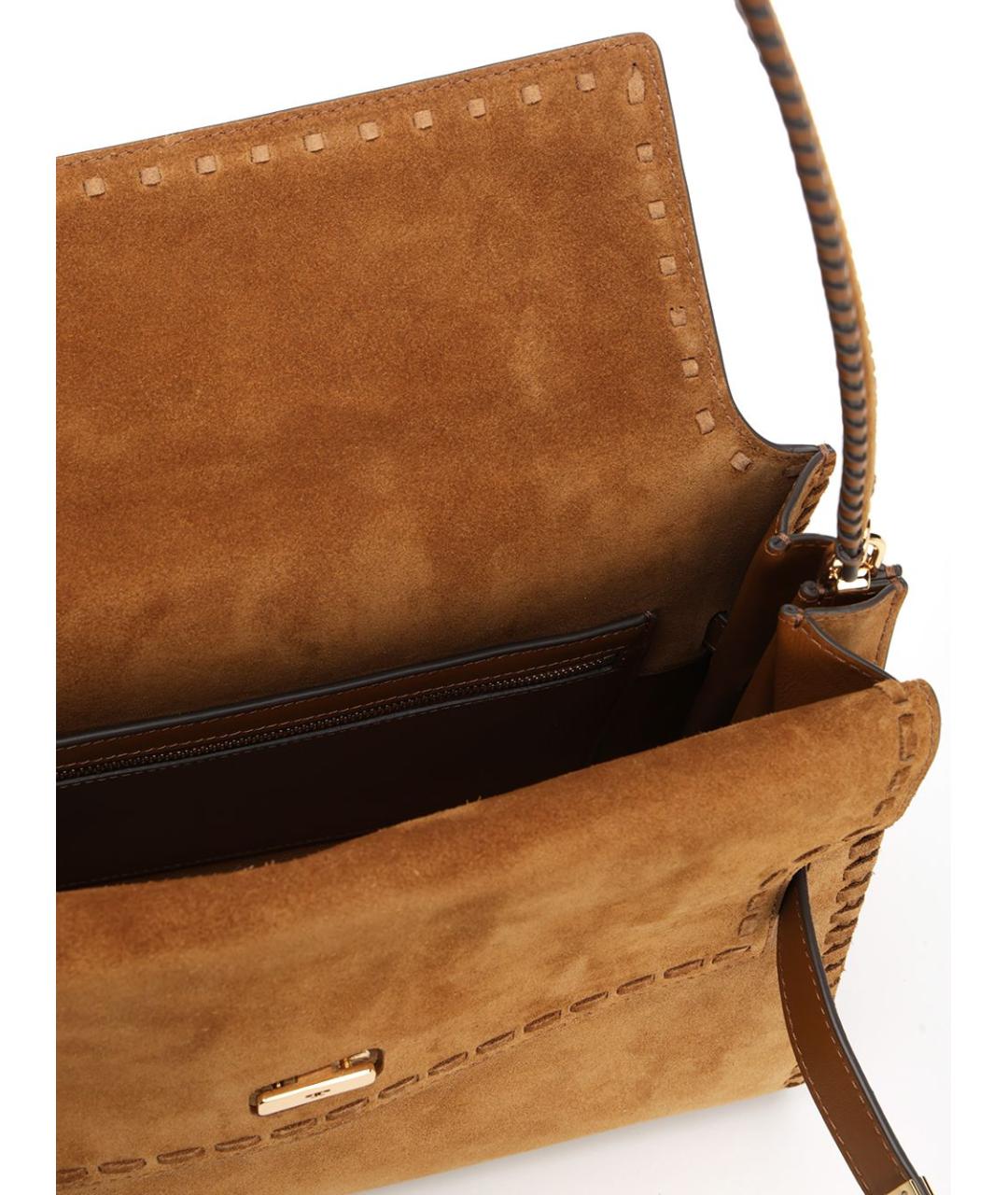 TORY BURCH Коричневая замшевая сумка через плечо, фото 4