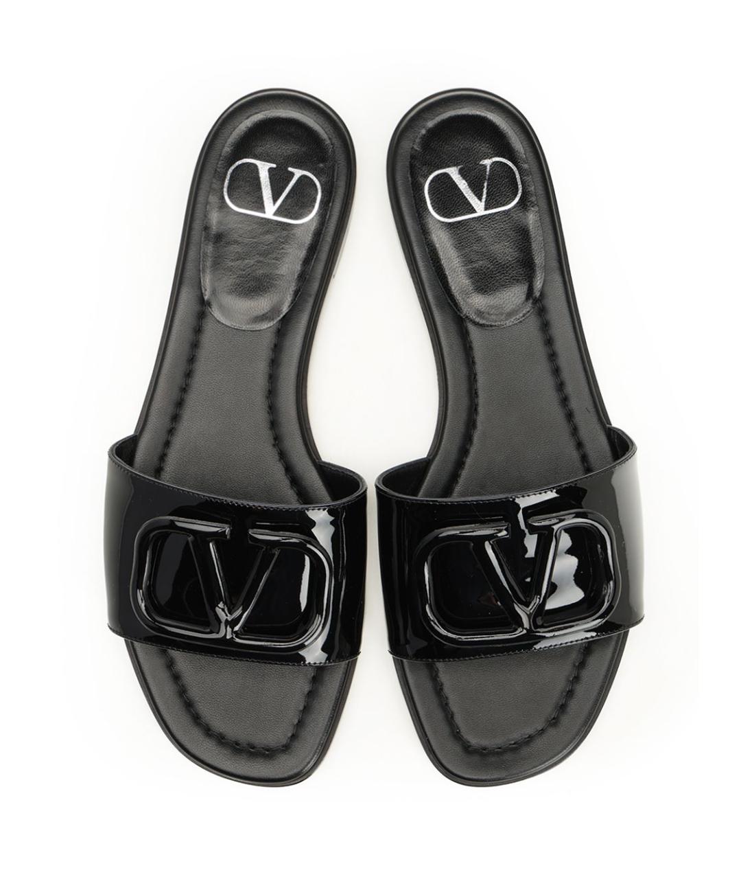VALENTINO Черные шлепанцы из лакированной кожи, фото 5