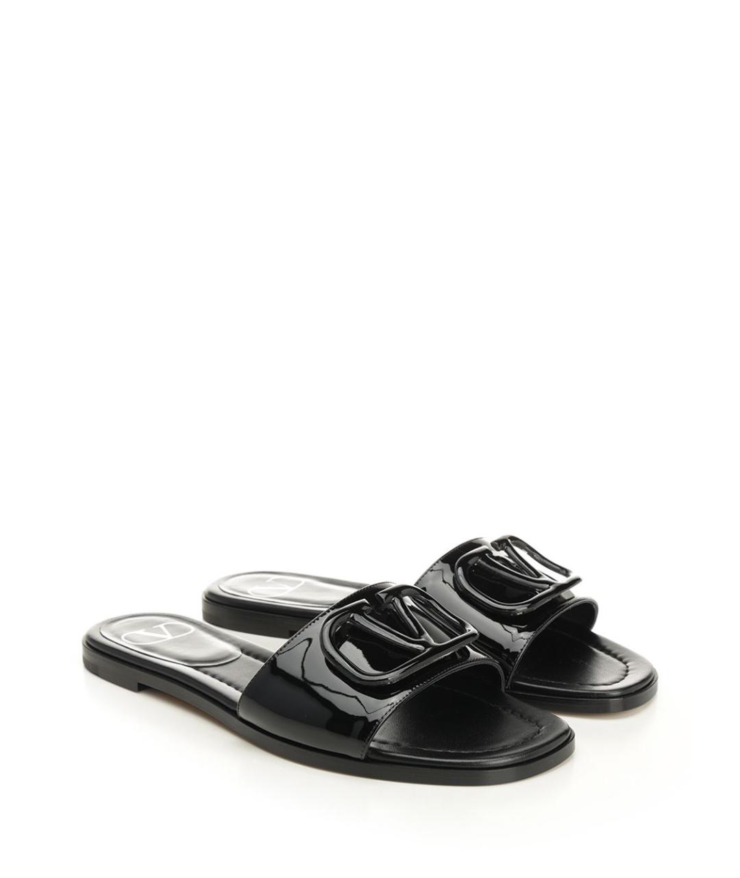 VALENTINO Черные шлепанцы из лакированной кожи, фото 2