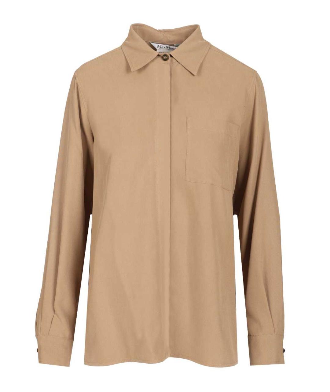 MAX MARA Бежевая шелковая рубашка, фото 1