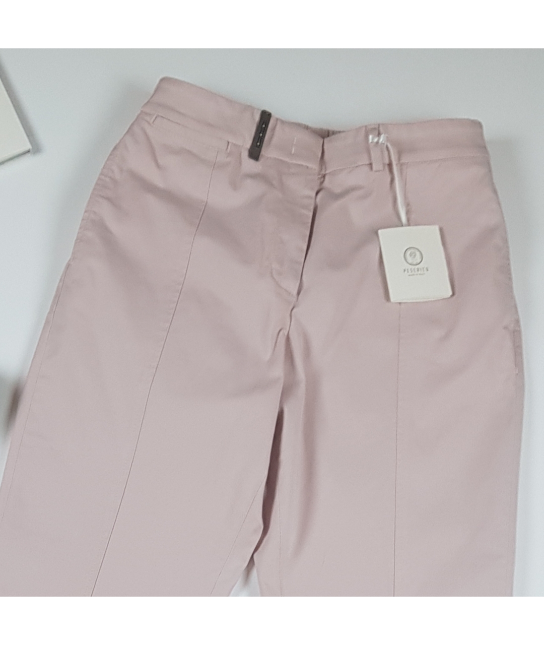 PESERICO Розовые хлопковые прямые брюки, фото 2