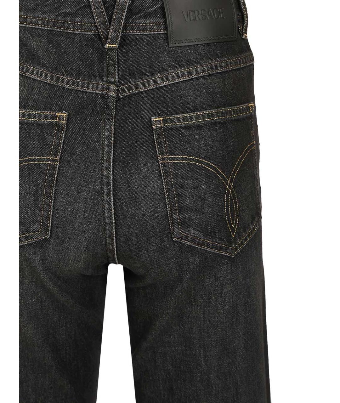 VERSACE Черные хлопковые прямые джинсы, фото 5