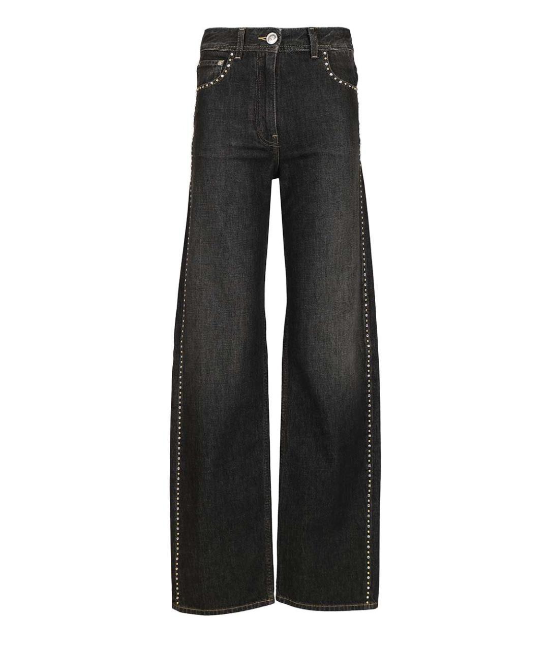 VERSACE Черные хлопковые прямые джинсы, фото 1
