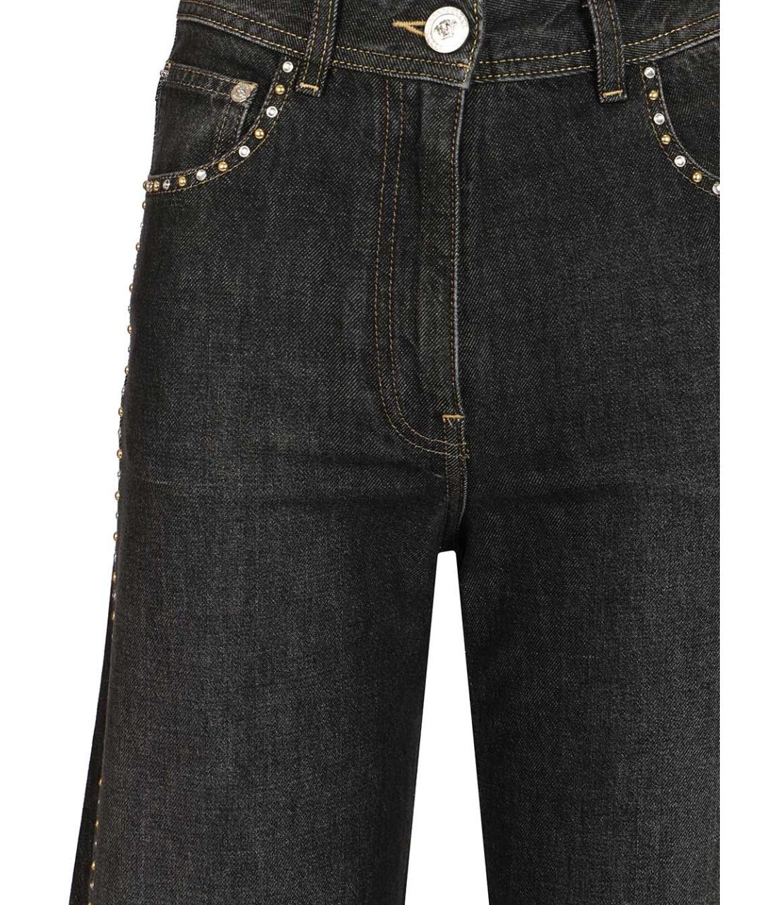 VERSACE Черные хлопковые прямые джинсы, фото 4