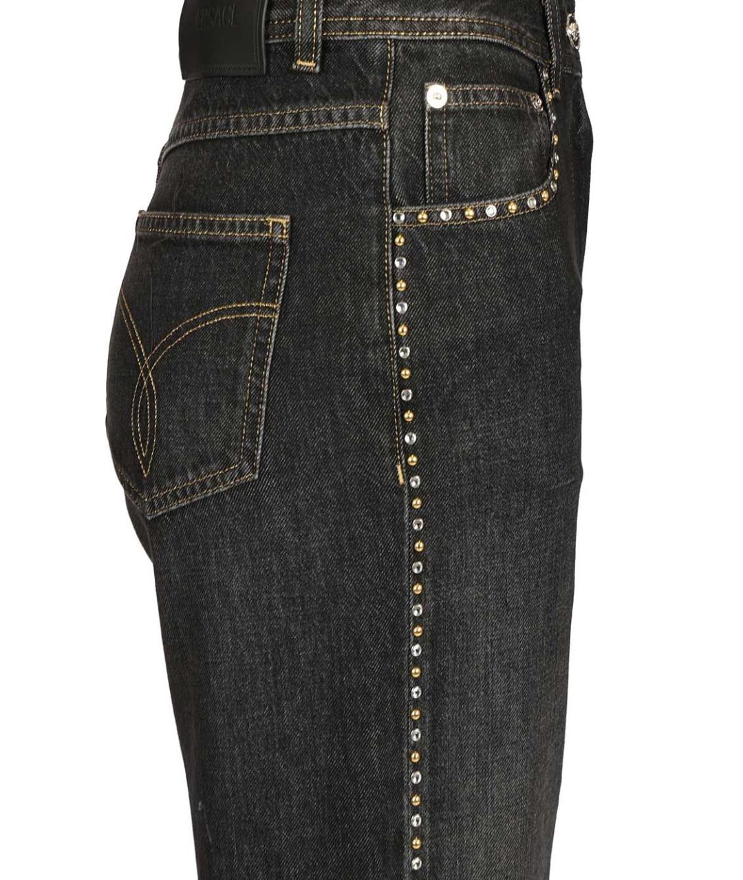 VERSACE Черные хлопковые прямые джинсы, фото 6