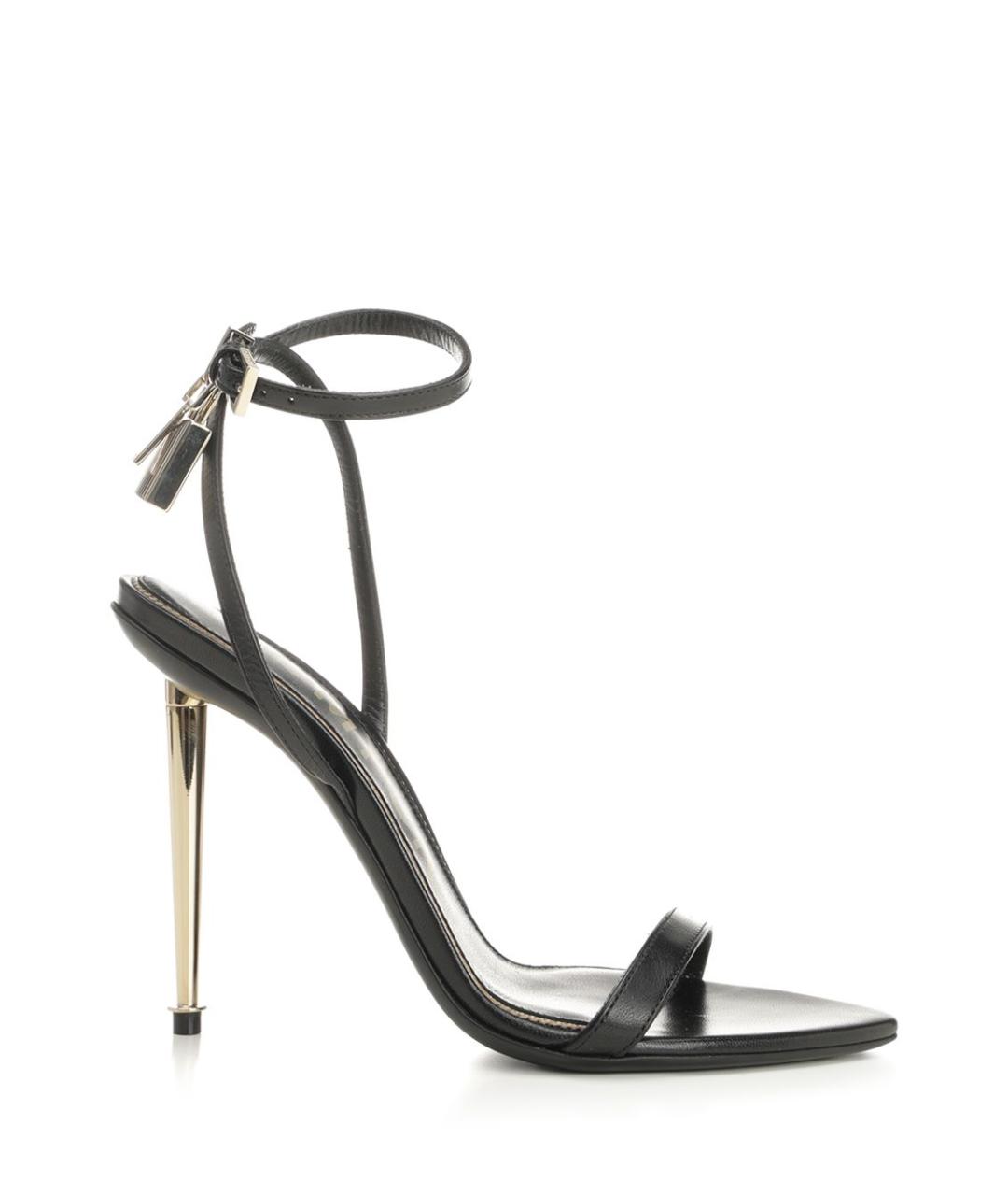 TOM FORD Черные кожаные босоножки, фото 1