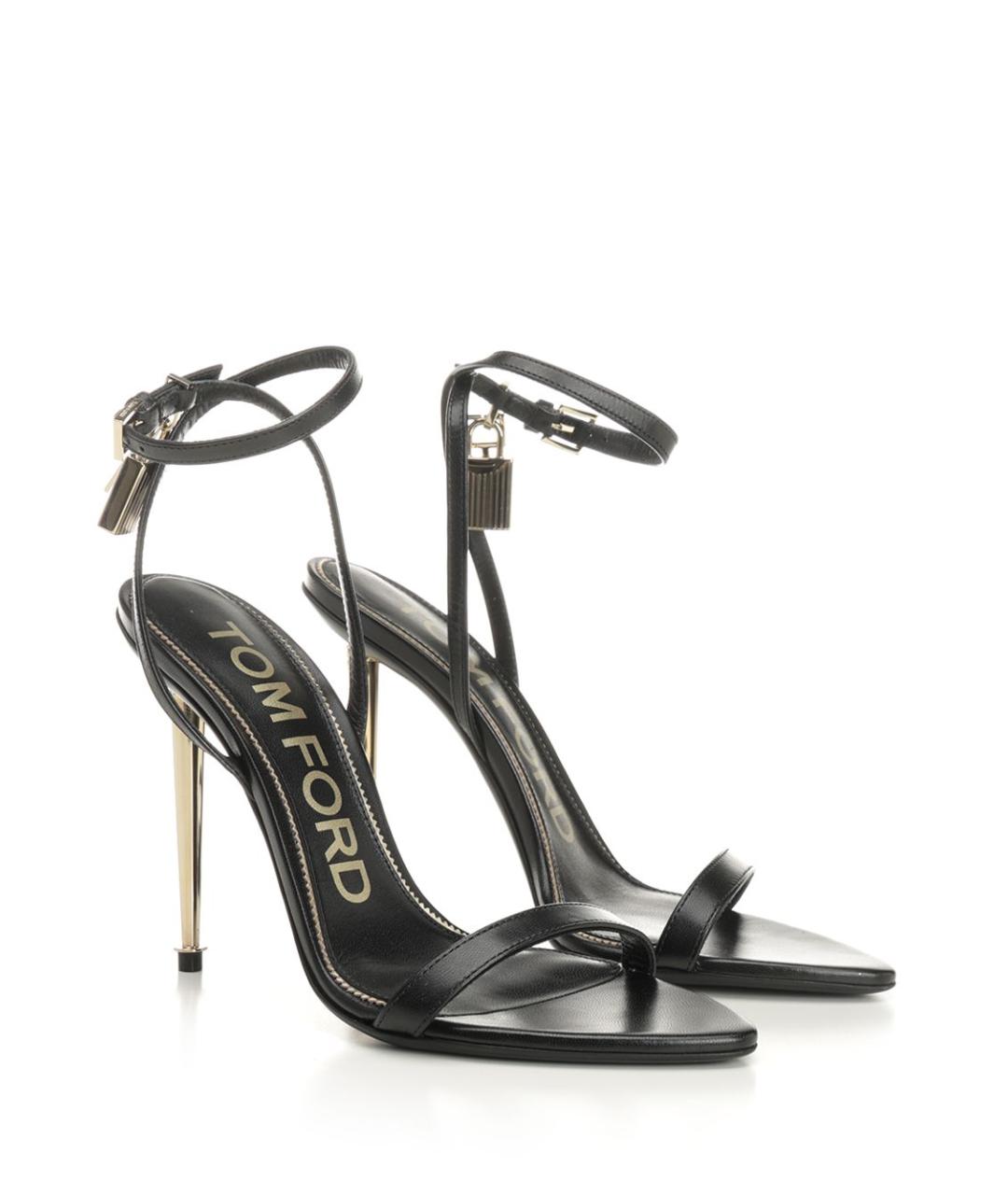 TOM FORD Черные кожаные босоножки, фото 2