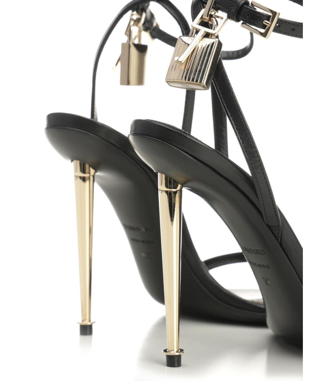 TOM FORD Черные кожаные босоножки, фото 6