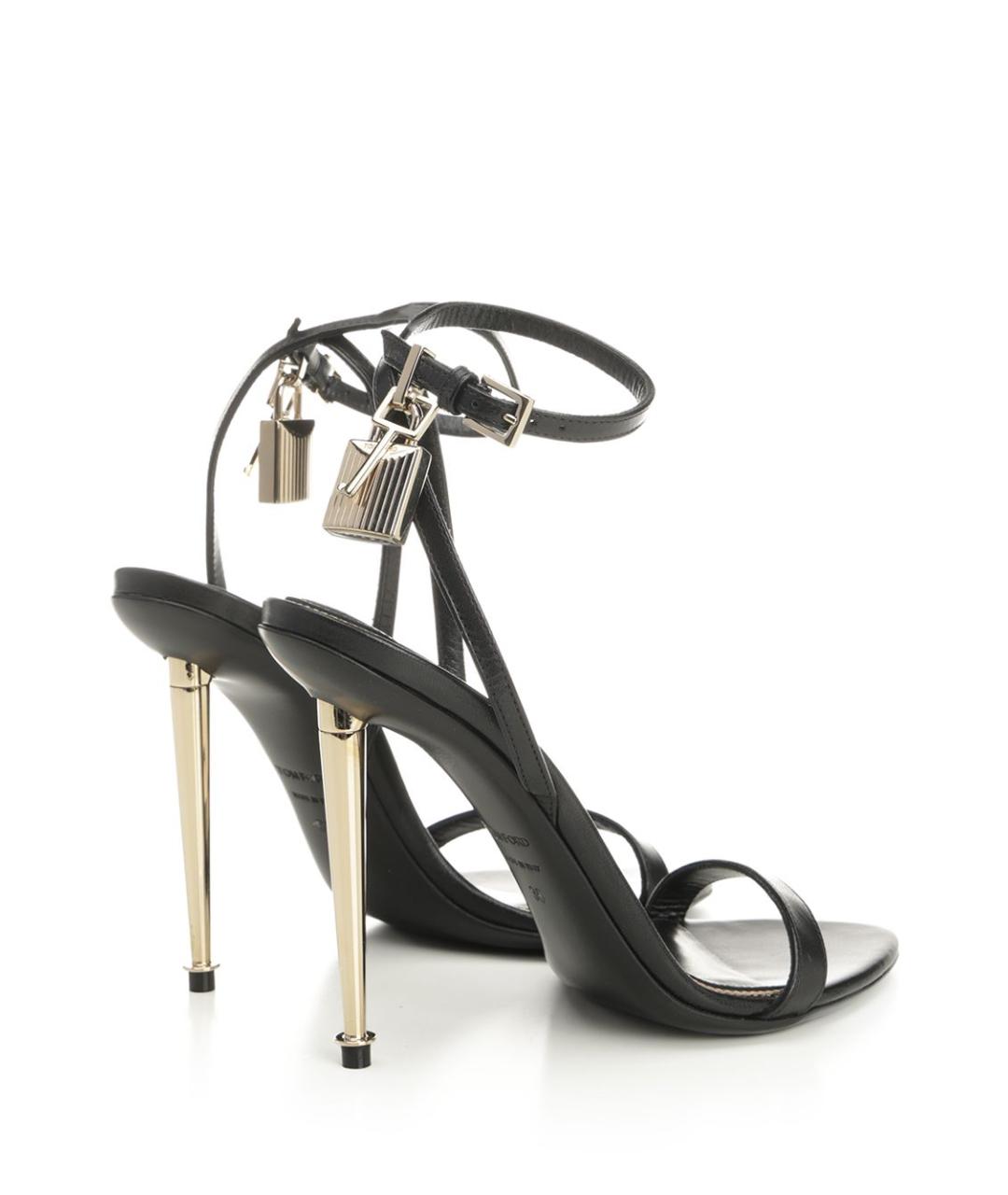 TOM FORD Черные кожаные босоножки, фото 3