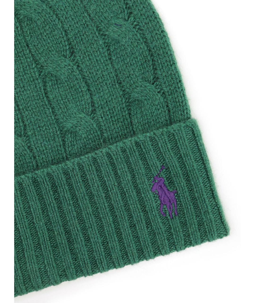 POLO RALPH LAUREN Зеленая шерстяная шапка, фото 2