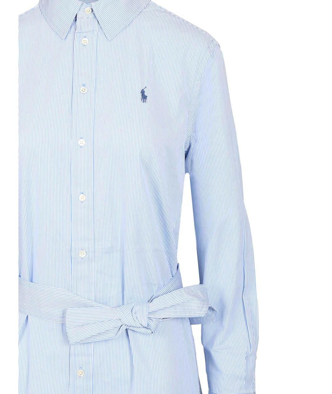 POLO RALPH LAUREN Голубое хлопковое повседневное платье, фото 4