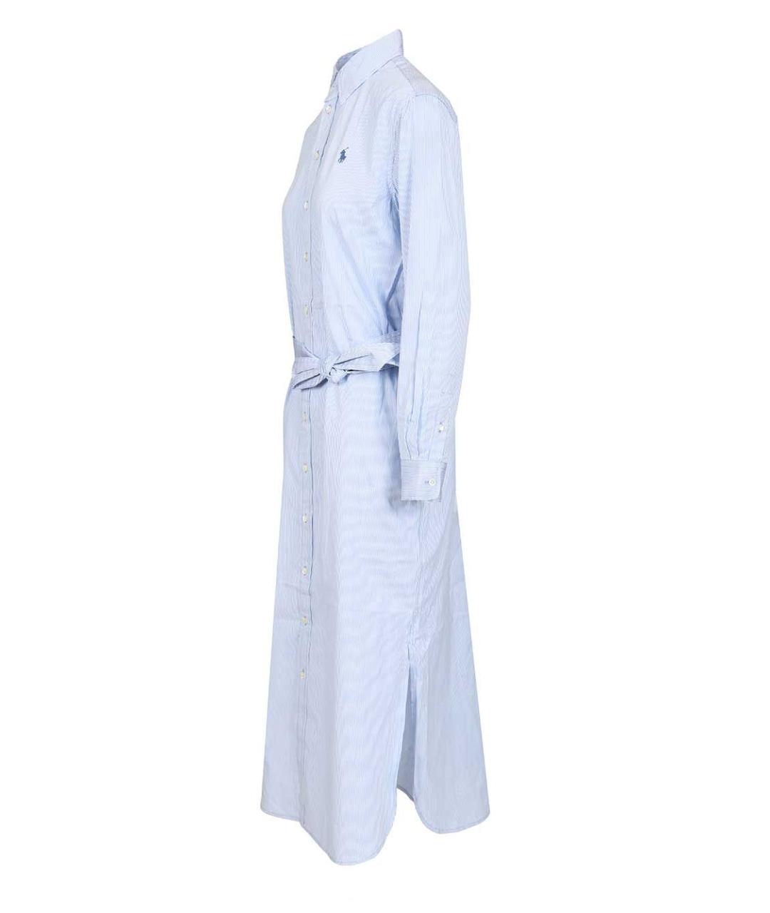 POLO RALPH LAUREN Голубое хлопковое повседневное платье, фото 3