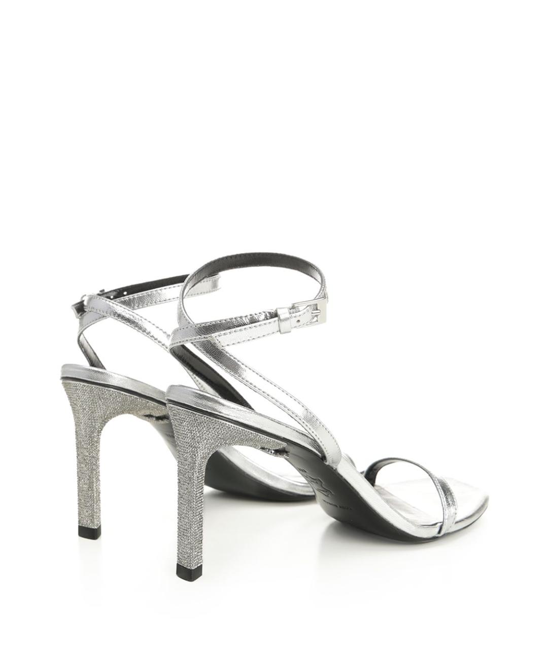 TORY BURCH Серебряные кожаные босоножки, фото 3