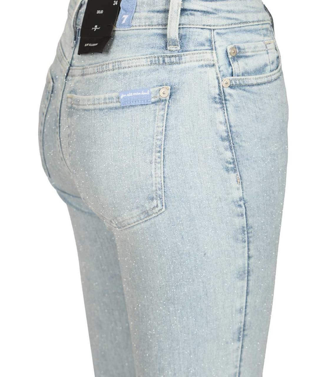 7 FOR ALL MANKIND Голубые хлопковые джинсы клеш, фото 4