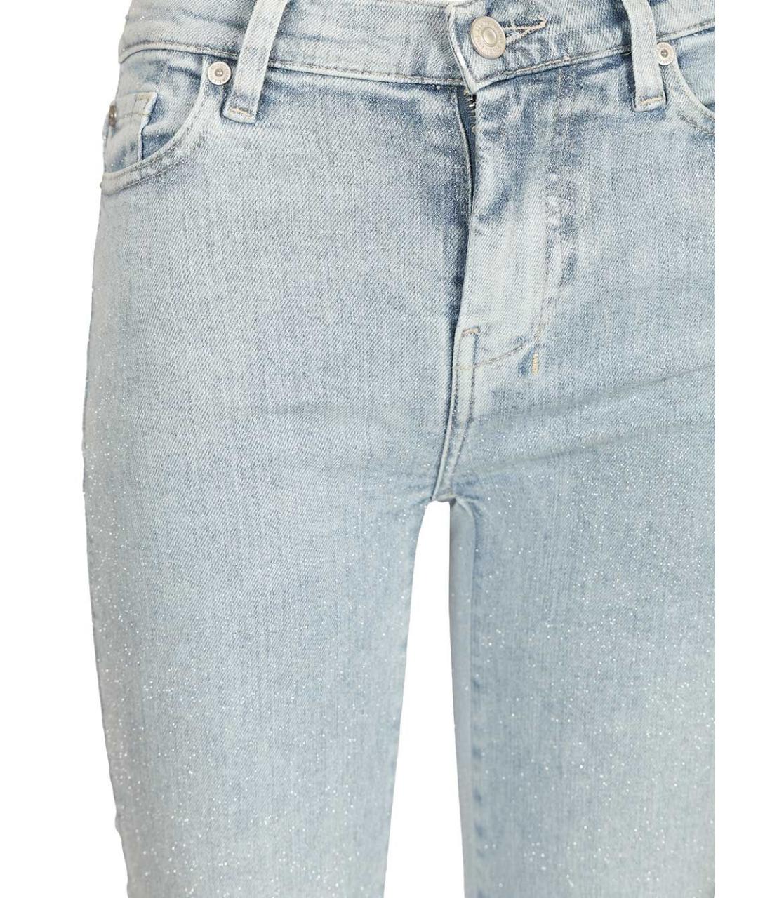 7 FOR ALL MANKIND Голубые хлопковые джинсы клеш, фото 3