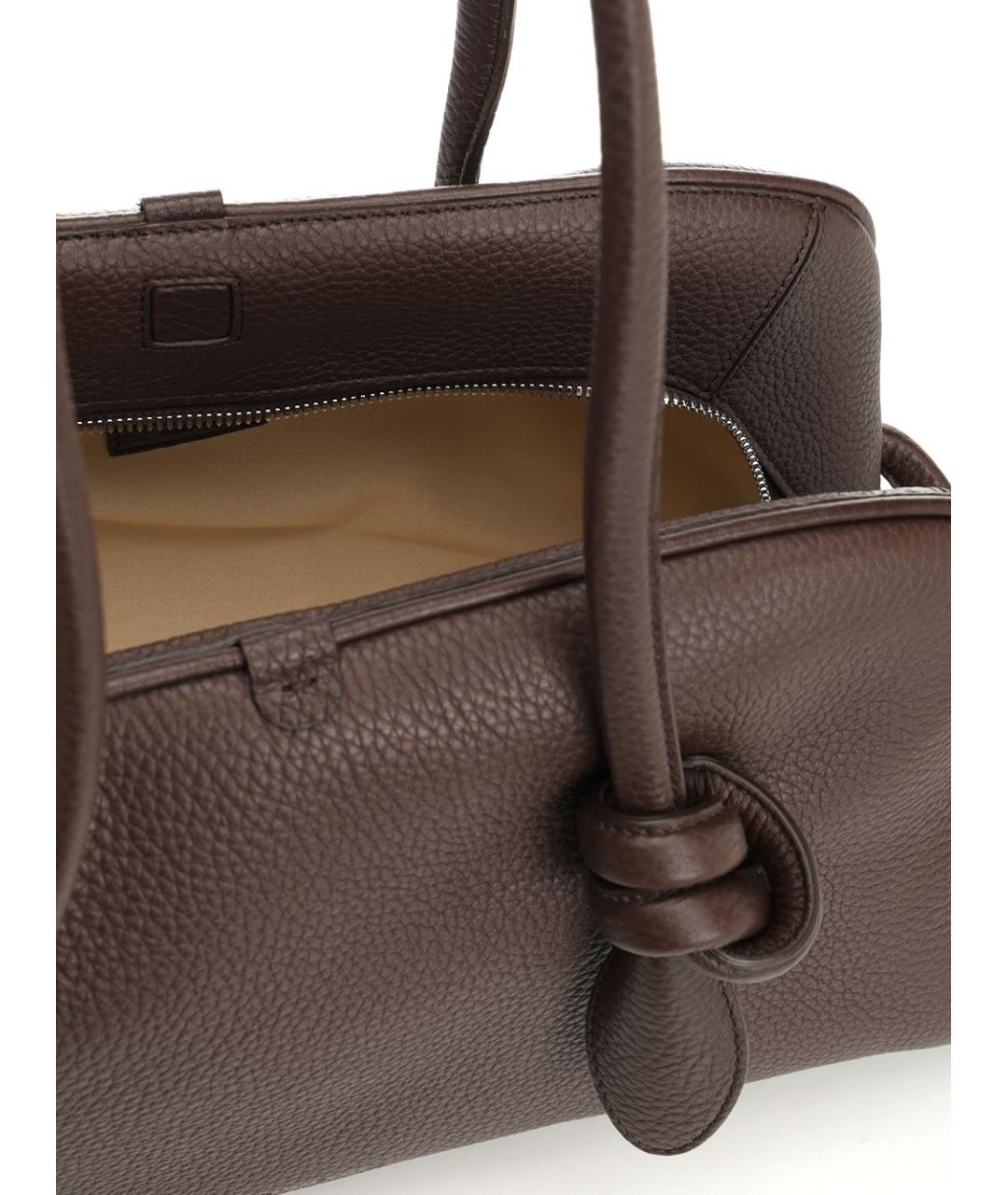 JACQUEMUS Коричневая кожаная сумка с короткими ручками, фото 4