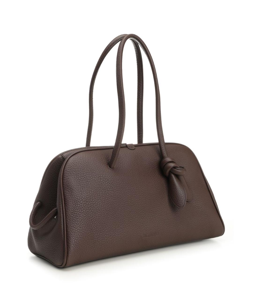 JACQUEMUS Коричневая кожаная сумка с короткими ручками, фото 2