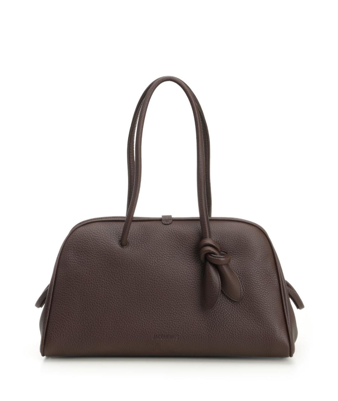 JACQUEMUS Коричневая кожаная сумка с короткими ручками, фото 1