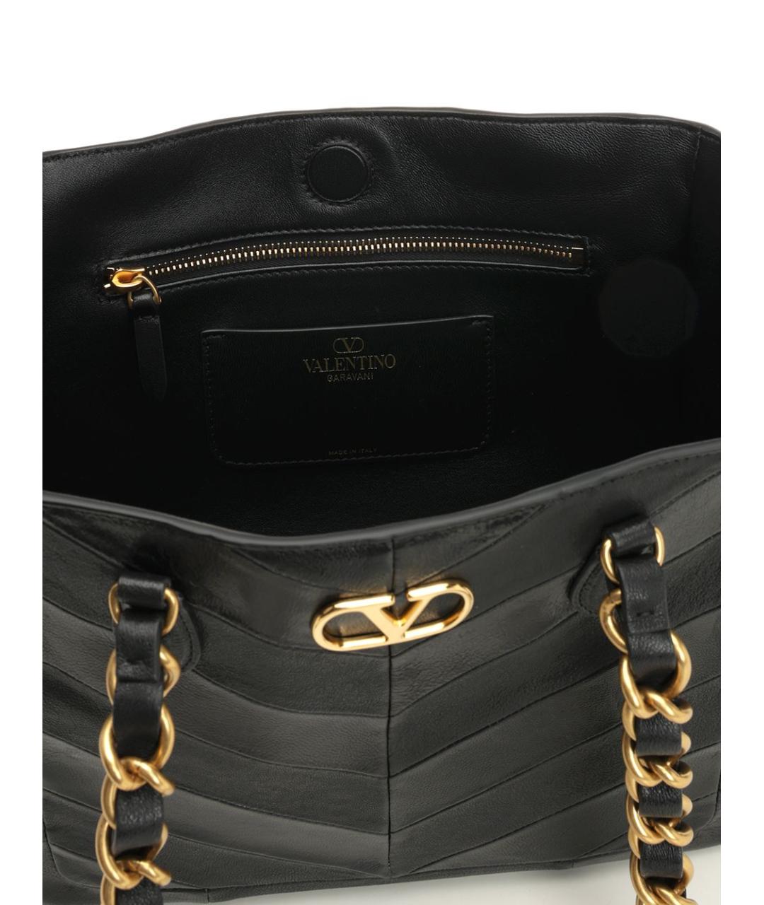 VALENTINO Черная кожаная сумка тоут, фото 4