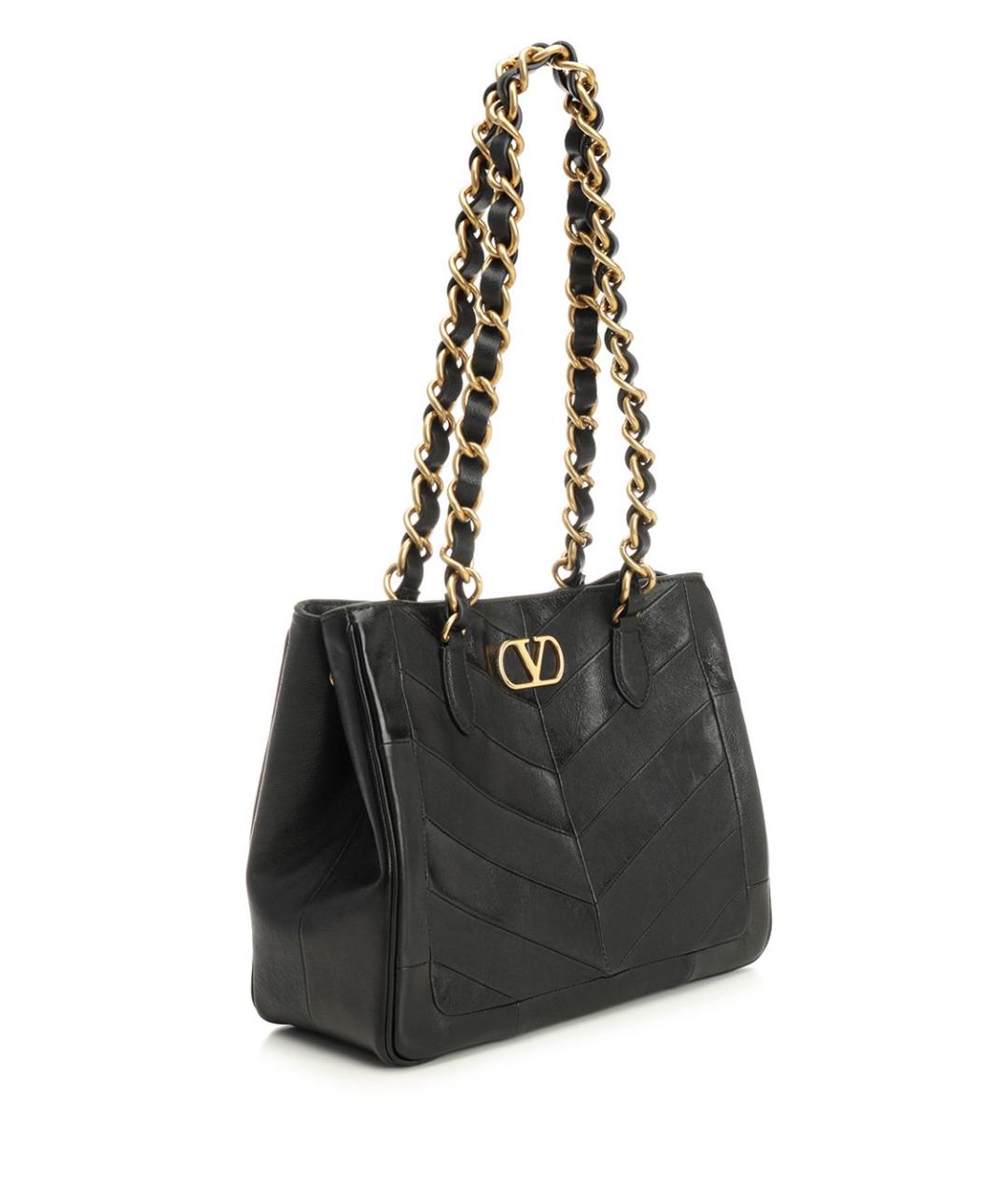 VALENTINO Черная кожаная сумка тоут, фото 2