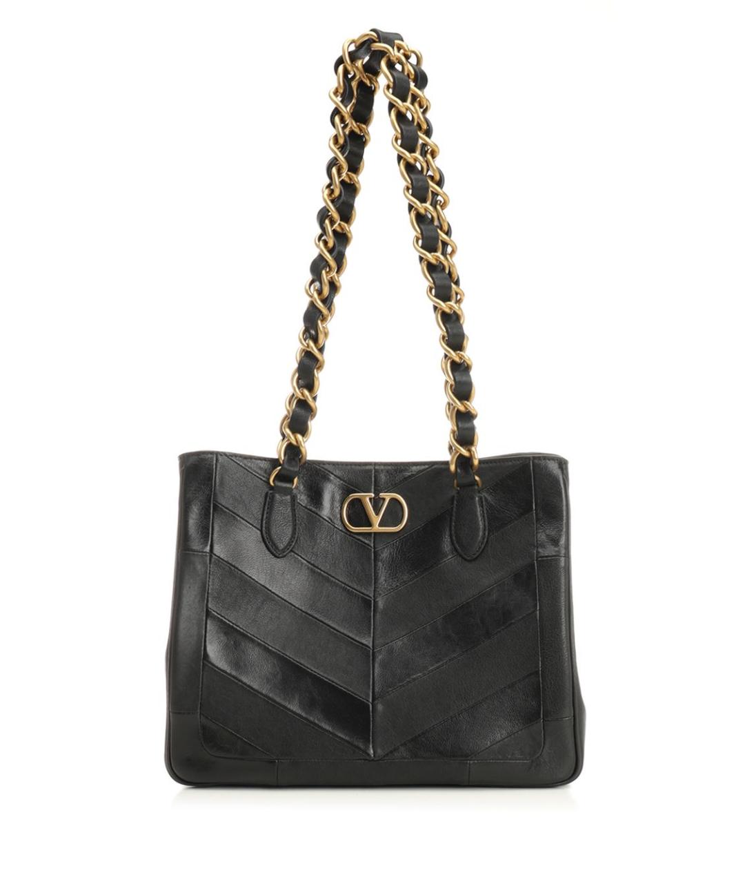 VALENTINO Черная кожаная сумка тоут, фото 1