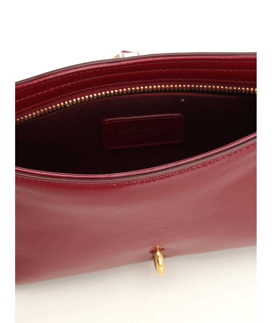 DOLCE&GABBANA Бордовая кожаная сумка через плечо, фото 4