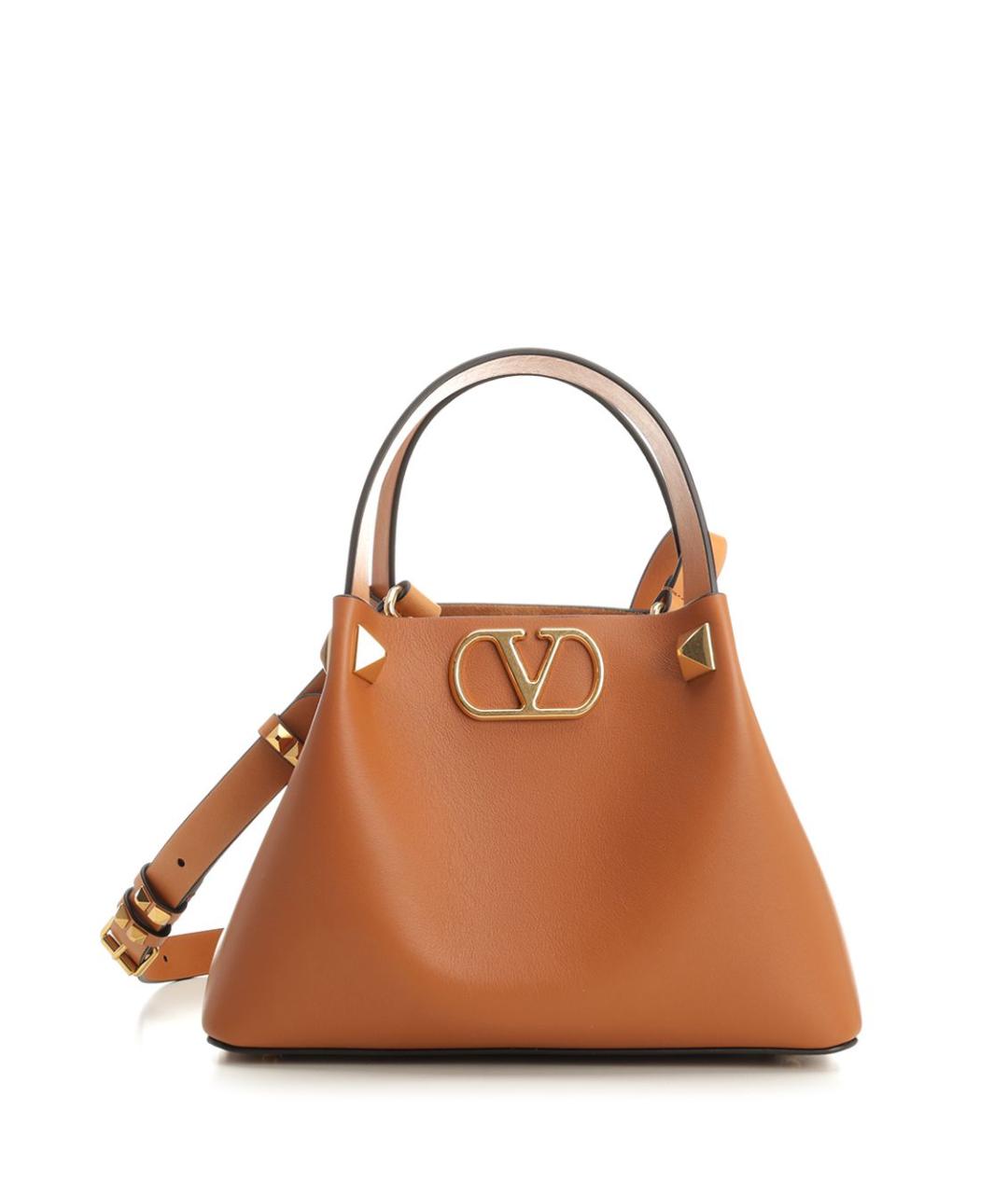 VALENTINO Коричневая кожаная сумка тоут, фото 1