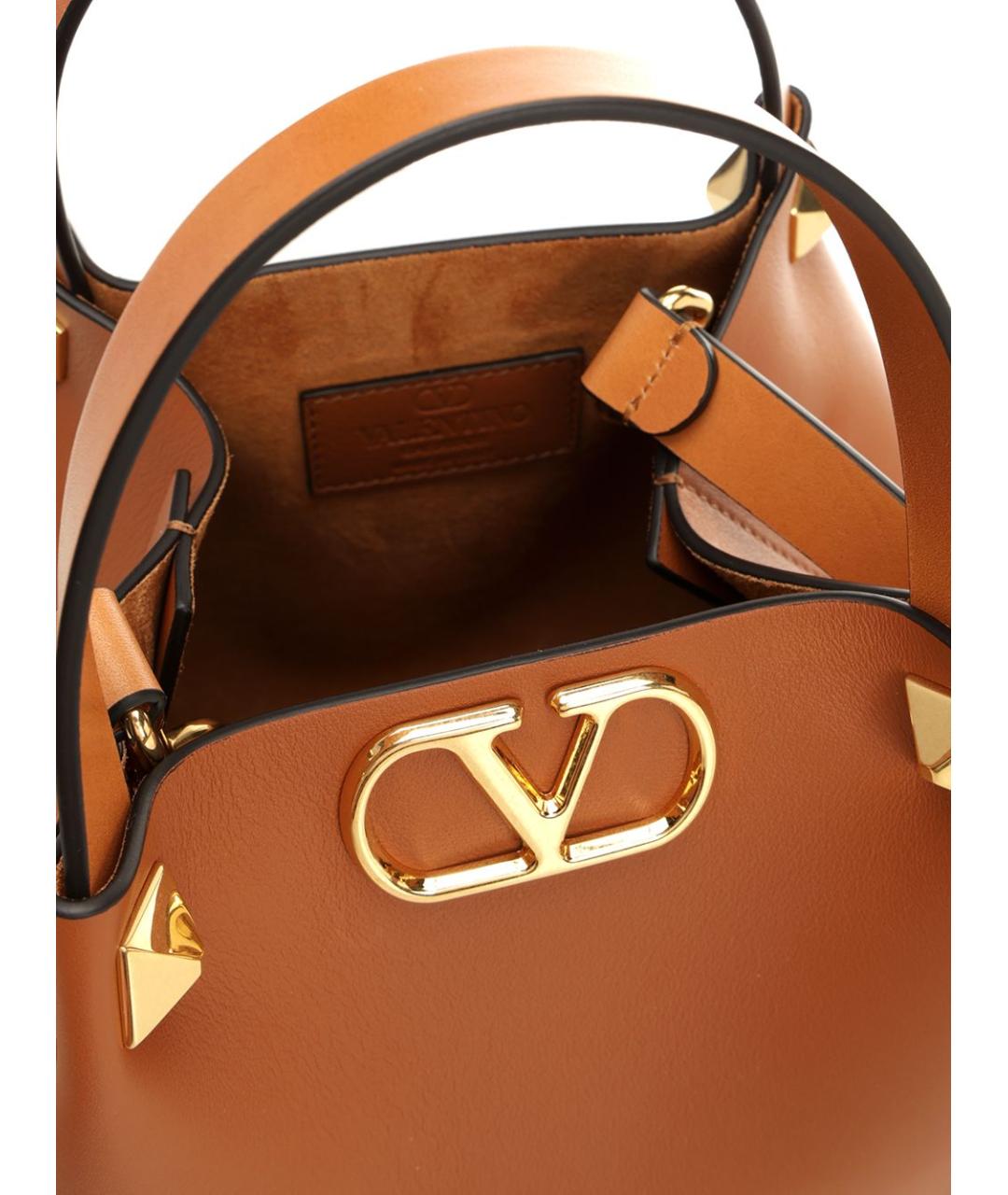 VALENTINO Коричневая кожаная сумка тоут, фото 4