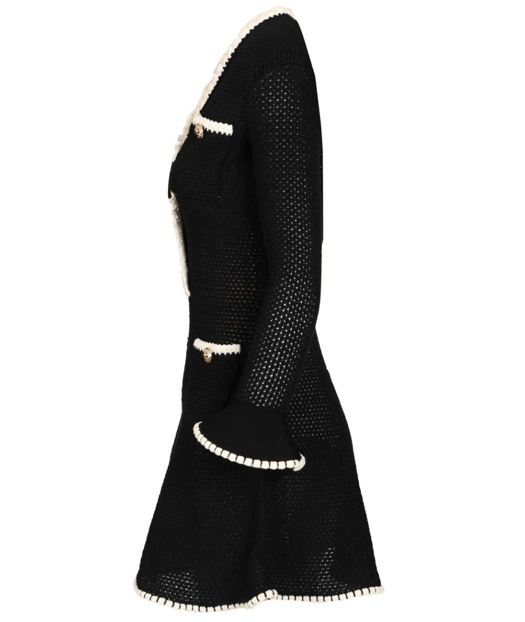 SELF-PORTRAIT Черное льняное повседневное платье, фото 3